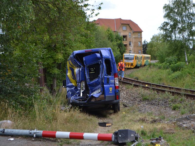 Dopravní nehoda na vlakovém přejezdu  v Měšické ulici v Táboře.