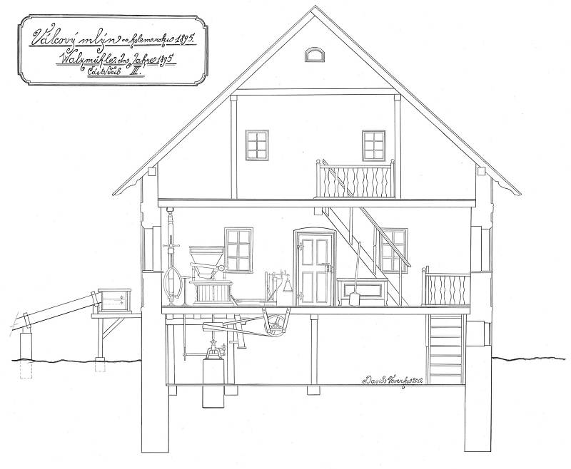 Šelmberský mlýn a důmyslná mechanika válcového stroje, který by měl časem zase fungovat.
