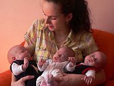 Manželům Vladislavovi a Evě Filzakovým z Plané se 1. června 2007 v českobudějovické nemocnici narodila trojčata. Terezka (uprostřed), bráškové Ondra a Davídek. Všichni tři se mají k světu. Podle Evy jsou děti velká starost, ale nikdy by neměnila.