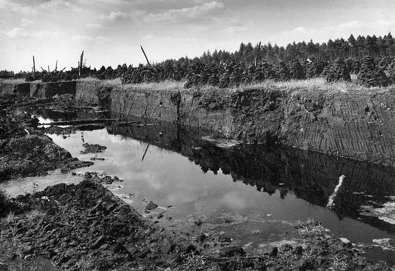 Z historie těžby rašeliny v Borkovicích.