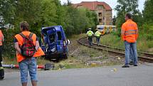 Dopravní nehoda na vlakovém přejezdu v Měšické ulici v Táboře v roce 2017.