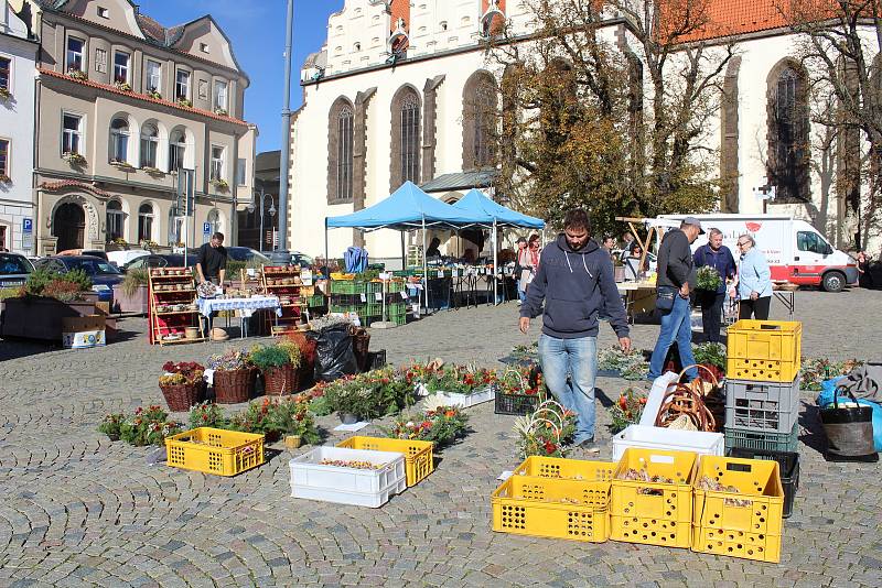 Tradičním farmářským trhům na táborském Žižkově náměstí počasí ve středu přálo.