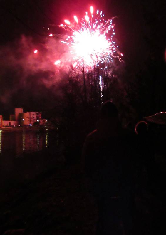 Novoroční ohňostroj v Plané nad Lužnicí 1. ledna 2019.