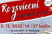 Program na rozsvícení vánočního stromu ve Veselí nad Lužnicí.