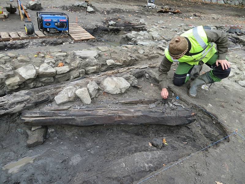 Tým archeologů Husitského muzea v Táboře na dně Farského rybníka v Plané nad Lužnicí pracuje již od srpna.