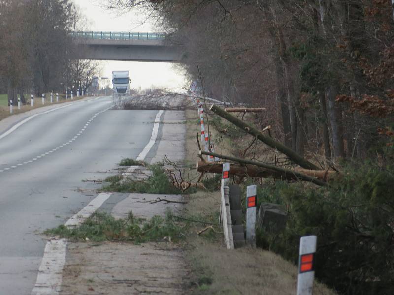 Následky větru na Táborsku 17. února 2022.