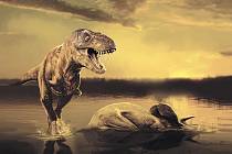 Tyrannosaurus Rex na jednom z obrazů celosvětově proslulého malíře.
