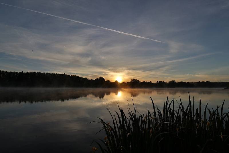 Svítání nad Labutím rybníkem u Plané.