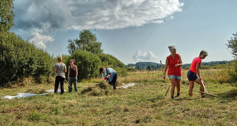 Dobrovolníci z devíti zemí celého světa sekají louky v Českém lese a bydlí v tee-pee