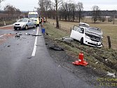 Dopravní nehoda u Velkých Dvorců.