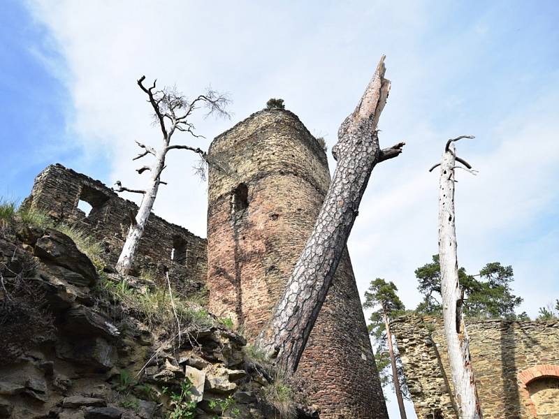 Romantická zřícenina hradu Gutštejn láká turisty k návštěvám.