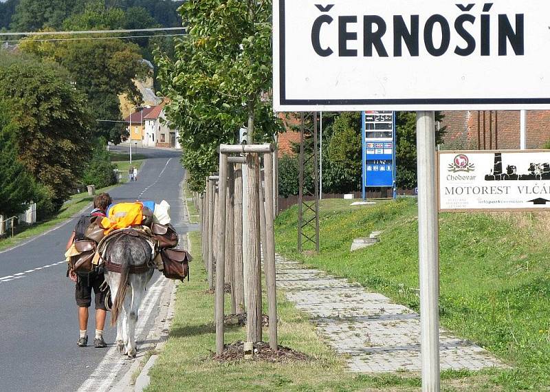 Novodobý poutník prošel o víkendu přes Tachovsko a se svým oslem Phebem se zastavil v Černošíně a v Plané.