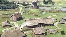 Vizualizace budoucí podoby vesničky z 8. století v historickém parku v Bärnau. 