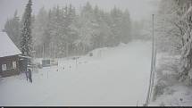 Středisko zimních sportů Silberhütte. Pohled z webkamery Zdroj slz-silberhuette.org