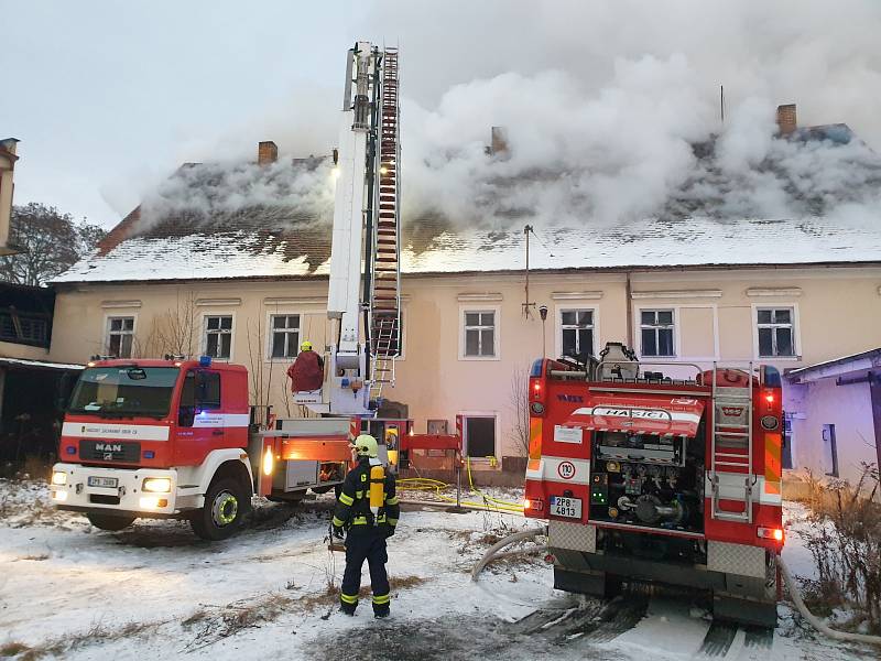 Požár bývalého pivovaru ve Stříbře.