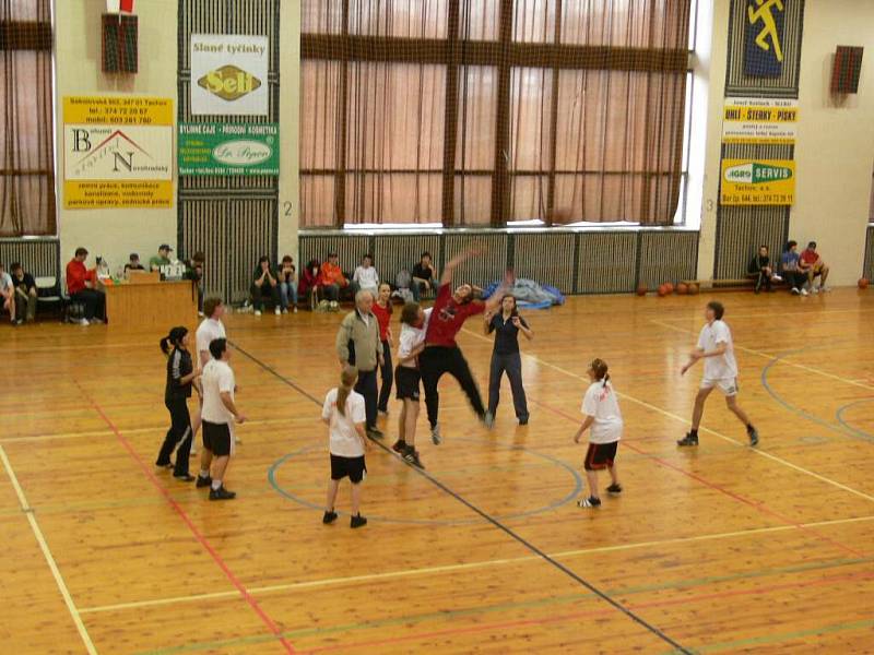 Ve sportovní hale v Tachově pořádalo místní gymnázium sportovní dopoledne, kterého se účastnilo gymnázium z Dubnice nad Váhom.