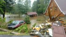 Záběry z povodní v Raspenavě.