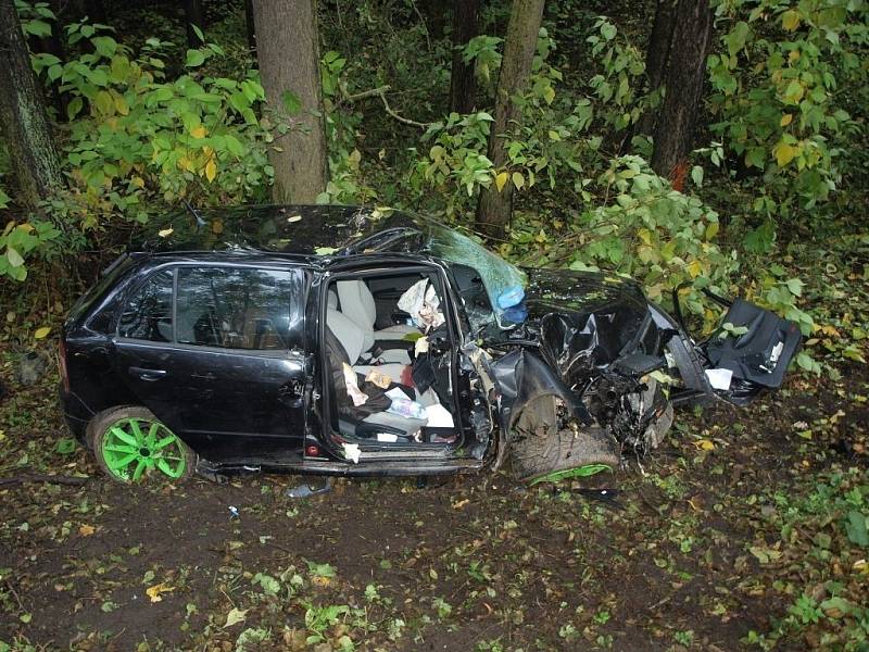Při nehodě Škody Fabia RS byl těžce zraněn spolujezdec. Mladý šofér vyvázl s lehčími zraněními. Oba byli letecky traportováni do plzeňské fakultní nemocnice na Lochotíně.