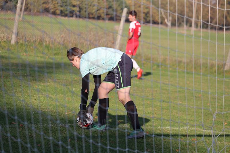 Jiskra Třemešné (v červeném) - Čechie Halže (ve žlutém) 3:1 (0:1).