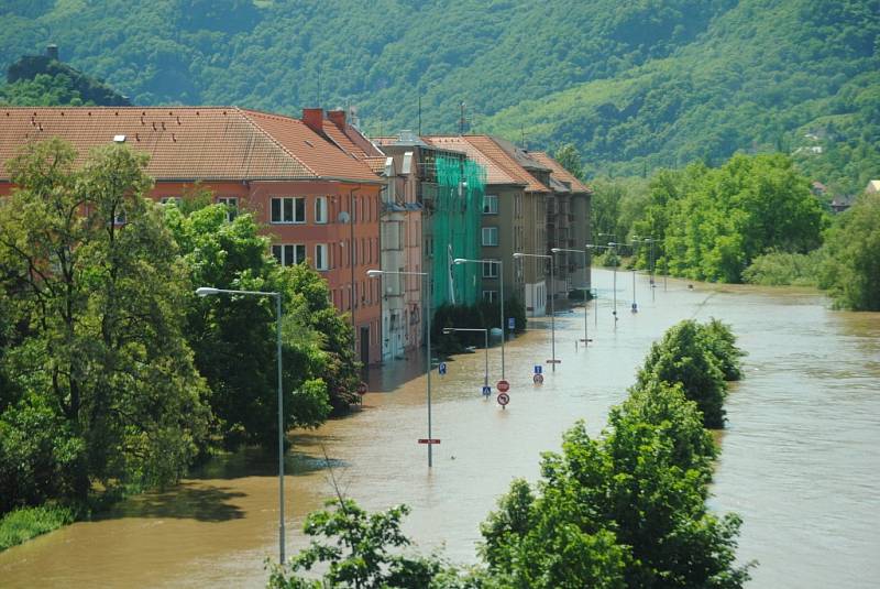 Voda v Ústí nad Labem, středa 5. června 2013.