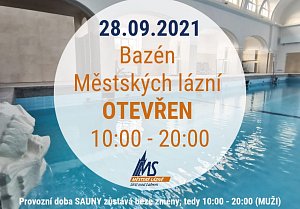 O státním svátku 28. září je bazén Městských lázní v Ústí nad Labem otevřený celý den.