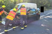 Nehoda dvou osobních aut zastavila dopravu v Sebuzíně