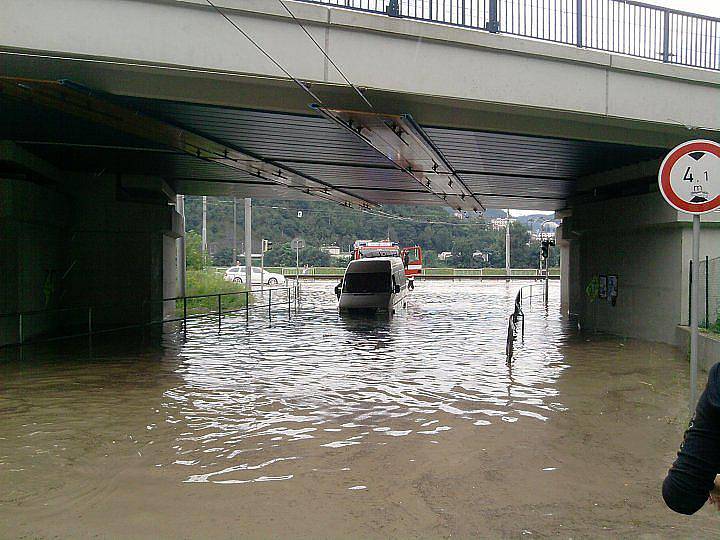 Centrum Ústí nad Labem pod vodou.