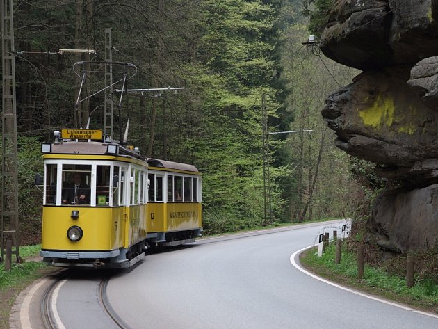 Tramvaj na trase Bad Schandau- Lichtenhainer.