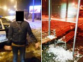 Podnapilý výtržník poškodil zastávku ve Vinařské ulici, pak okopával auto