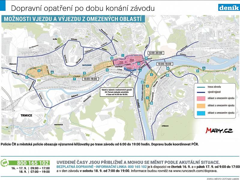 Dopravní omezení během půlmaratonu v Ústí nad Labem