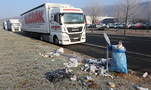 Průmyslová zóna v Předlicích v místech kde parkují kamiony v lednu 2019