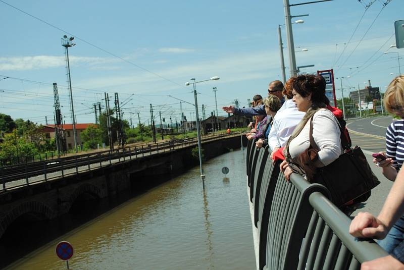 Voda v Ústí nad Labem, středa 5. června 2013.