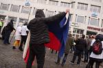 Demonstrace proti vládním protiepidemickým opatřením v centru Ústí nad Labem