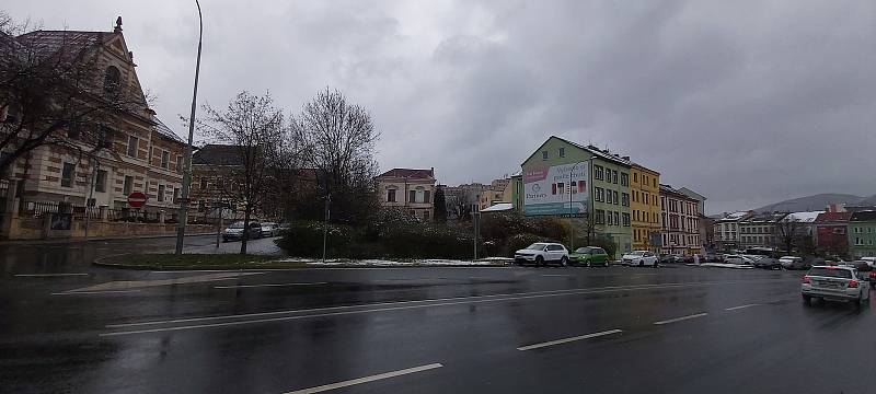 Dubnový sníh v Ústí nad Labem.