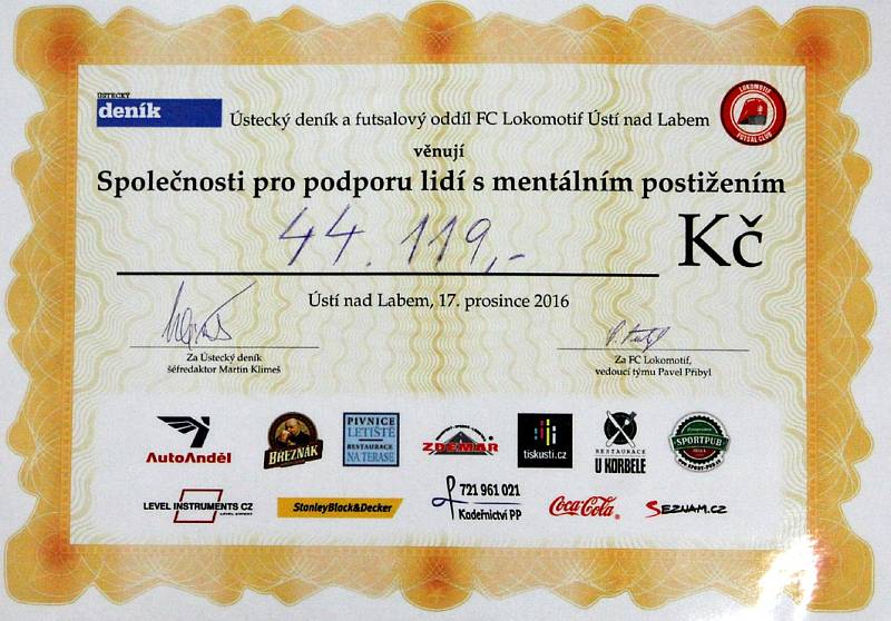 Vítězem 4. ročníku charitativního Lokomotif Cup se stal Tým Lukáše Konečného. Na dobročinné účely vybrali účastníci 44 tisíc Kč a 394 plyšáků. 