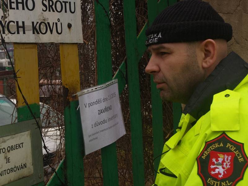 Strážníci kontrolovali v neděli 1. března ústecké sběrny.