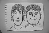 Tak nakreslil Jan C. dva mladíky, kteří ho v uplynulých dnech napadli.