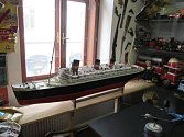 Jeden z nejvzácnějších exponátů muzea - model lodi Queen Mary.