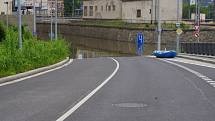 Voda v centru Ústí nad Labem, čtvrteční ráno.