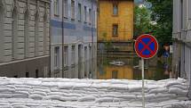 Voda v centru Ústí nad Labem, čtvrteční ráno.