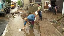 Povodně v roce 2002. Dubí u Teplic.