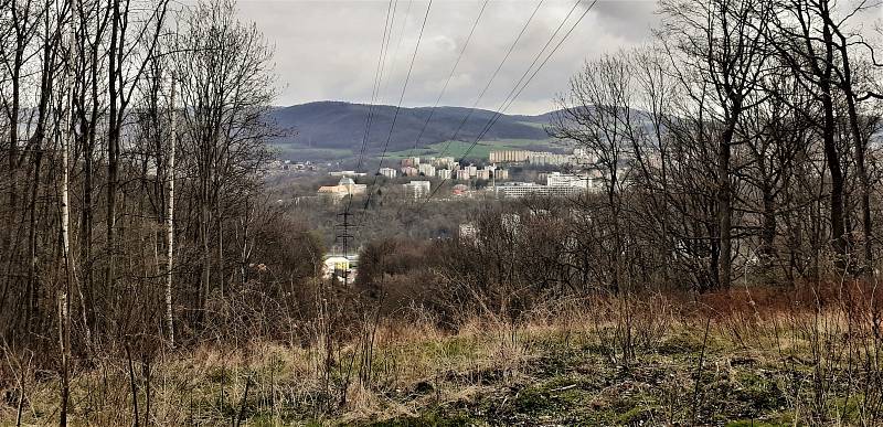 Střížovický vrch v Ústí nad Labem v různých částech roku. Tento snímek je z 14. března 2021.