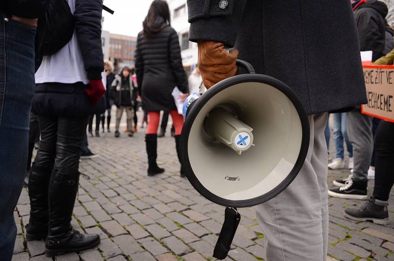 Demonstrace proti vládním protiepidemickým opatřením v centru Ústí nad Labem