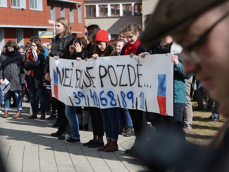 Studenti v Ústí stávkovali za ústavní hodnoty.