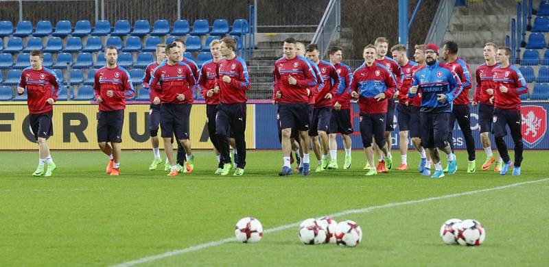 Trénink české fotbalové reprezentace na Městském stadionu v Ústí nad Labem. 