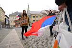 Demonstrace proti vládním protiepidemickým opatřením v centru Ústí nad Labem