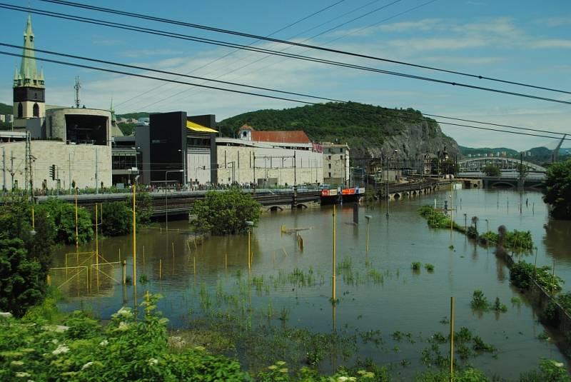 Voda v Ústí nad Labem, středa 5. června 2013.