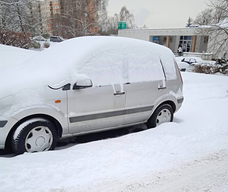 Sníh v Ústí nad Labem, pondělí 8. února