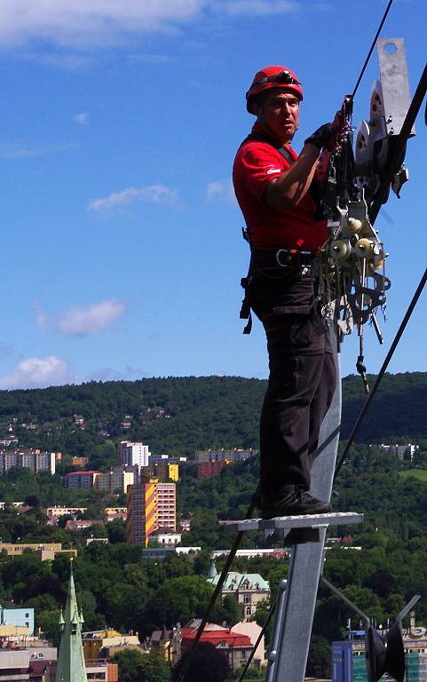 Čtvrteční cvičná evakuace lanové dráhy.