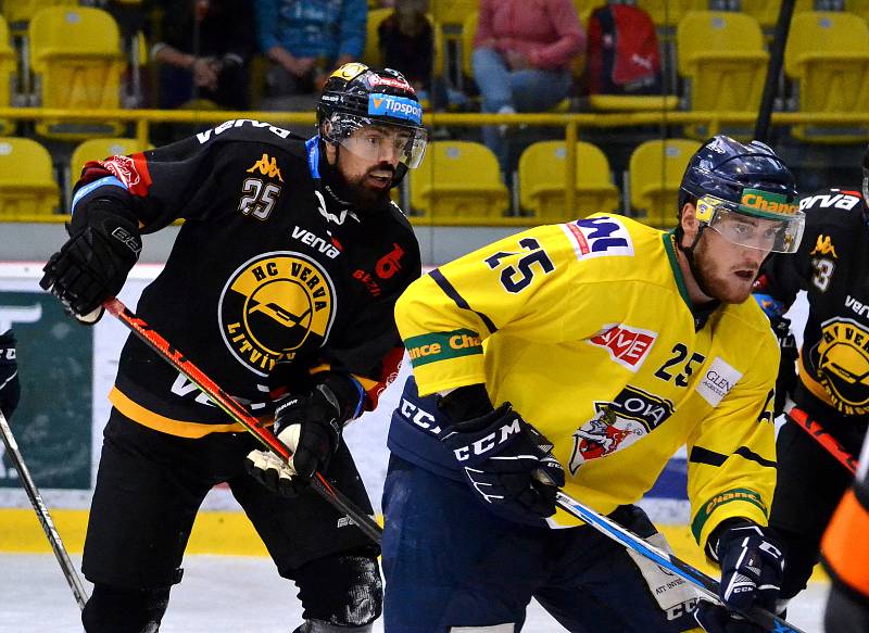 Extraligový HC Verva Litvínov sehrál generálku na nový ročník nejvyšší hokejové soutěže s prvoligovým Slovanem Ústím nad Labem. Foto: Deník/Edvard D. Beneš